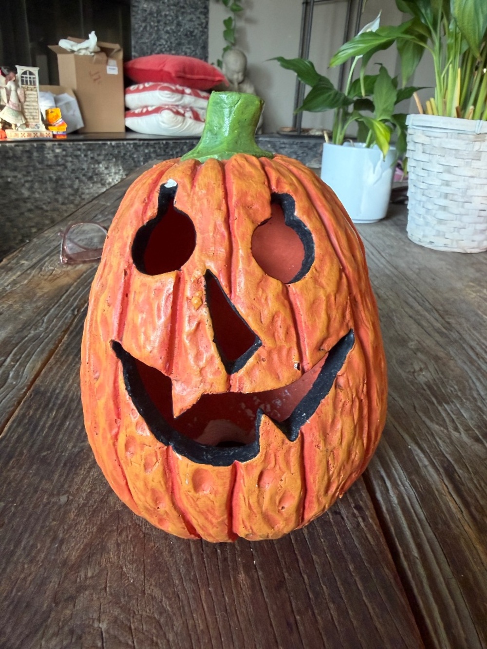 Ceramic Halloween Pumpkin Fall Decor-can hold a candle
